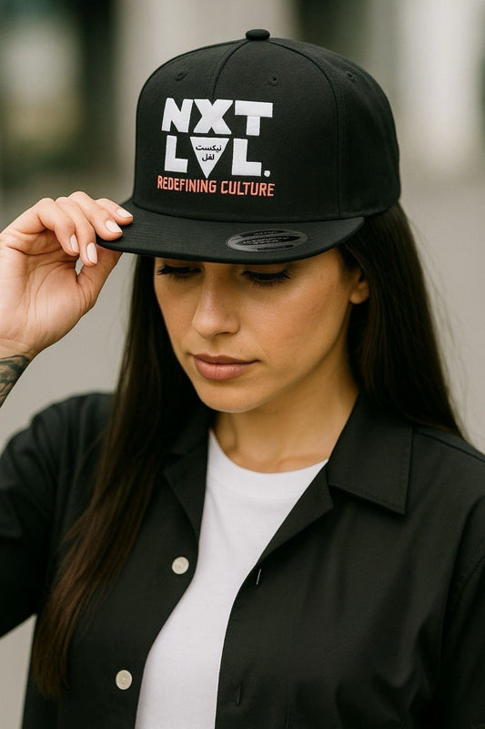 NXT LVL – Black Snapback (NXT LVL Logo + Arabic Detail)