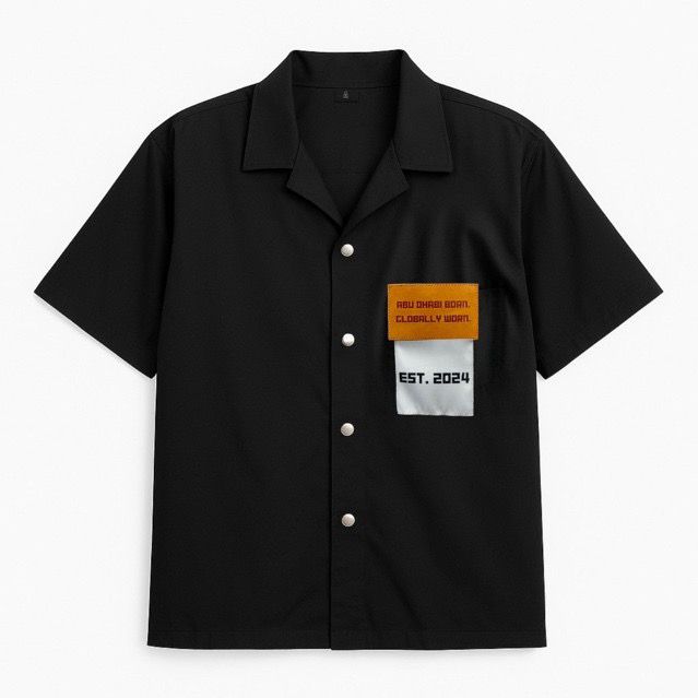 NXT LVL Short-Sleeve Shirt — Leather Label + Coordinates (Matte Black)